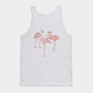 Three pink flamingos on sand beige Tank Top